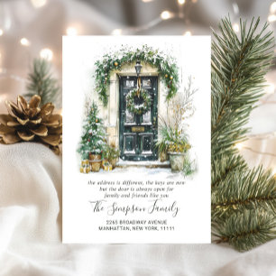 Watercolor Christmas Door  Moving Announcement