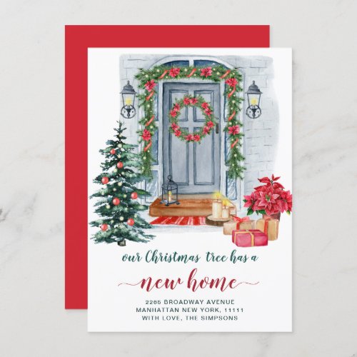Watercolor Christmas Door Moving Announcement