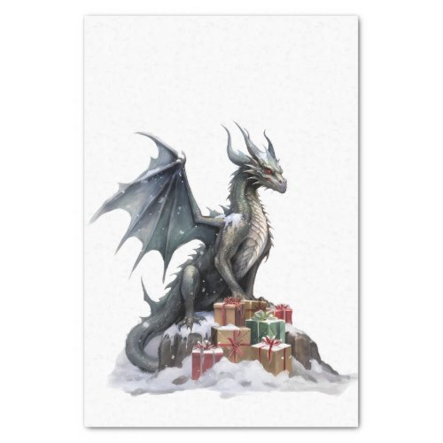 Watercolor Christmas Dragon Tissue Paper