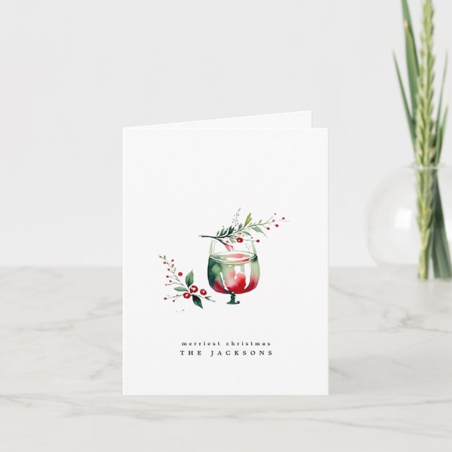 Watercolor Christmas Drinks | Photo | Custom Holiday Card (Front)