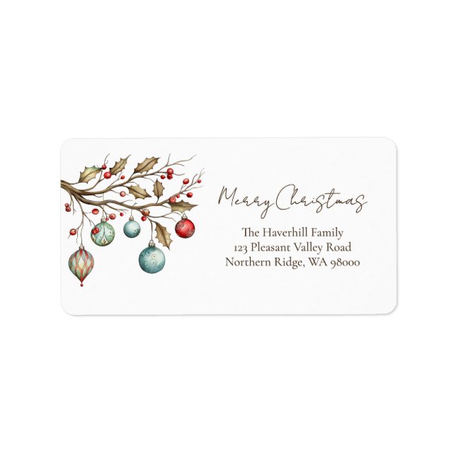 Watercolor Christmas Elegant Script   Label (Front)