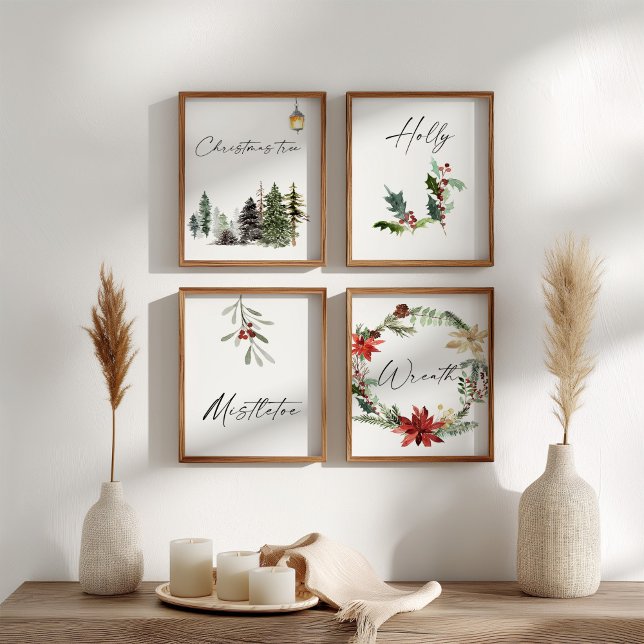Watercolor Christmas element poster Wall Art Sets (Creator Uploaded)