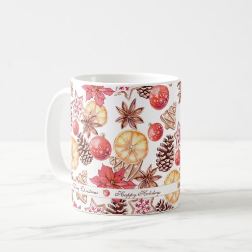 Watercolor Christmas Elements Seamless Pattern Coffee Mug