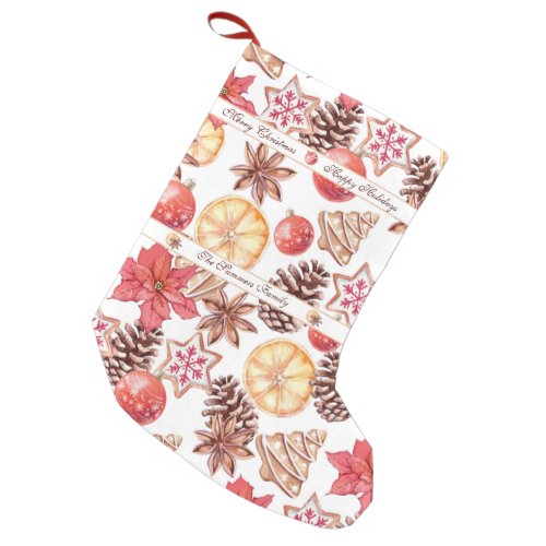 Watercolor Christmas Elements Seamless Pattern Small Christmas Stocking