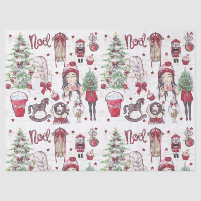 Watercolor Christmas elements Tissue Paper (Front)