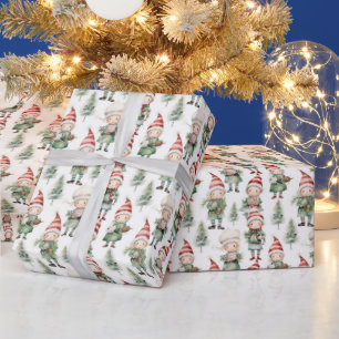 Watercolor Christmas elf tiled Wrapping Paper