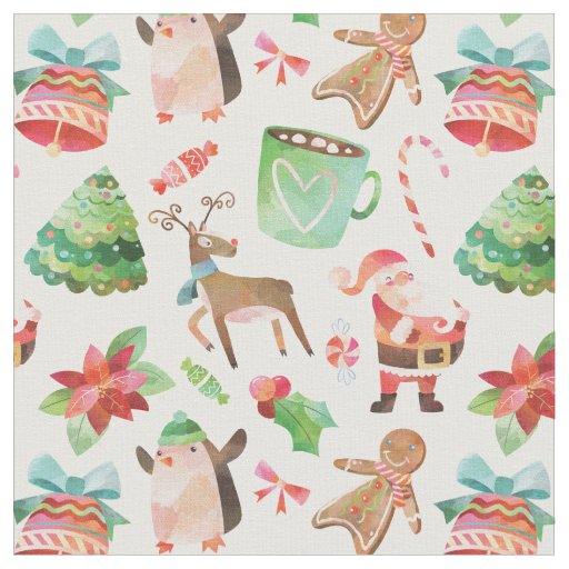 Watercolor Christmas Fabric