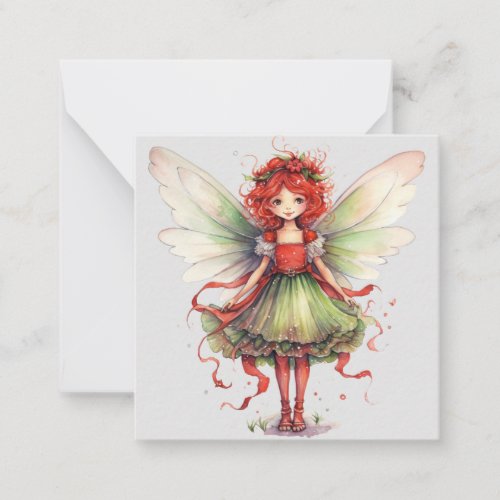 Watercolor Christmas Fairy Note Card