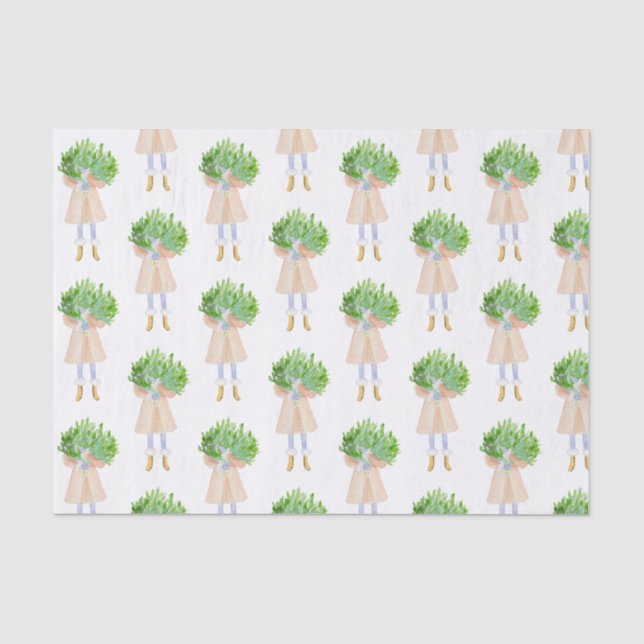 Watercolor Christmas Fashion Girl Tissue Paper (Front)