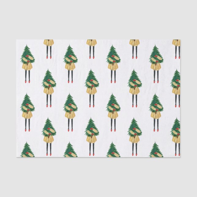 Watercolor Christmas Fashion Girl Tissue Paper (Front)