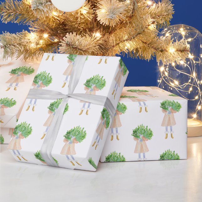 Watercolor Christmas Fashion Girl Wrapping Paper (Holidays)