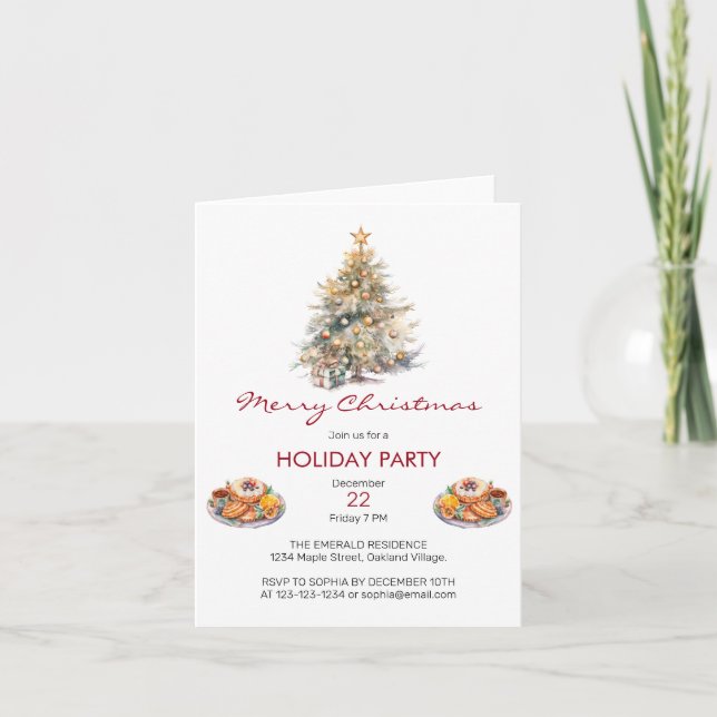 Watercolor Christmas Feast  Invitation (Front)