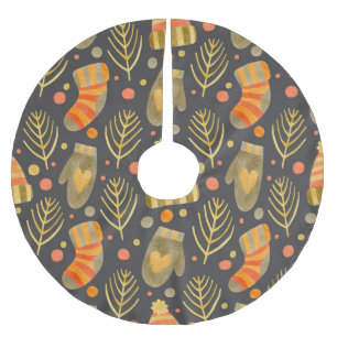 Watercolor Christmas: Festive Seamless Pattern. Brushed Polyester Tree Skirt