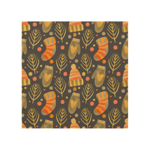 Watercolor Christmas: Festive Seamless Pattern. Wood Wall Art