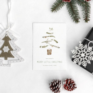 Watercolor Christmas Floating Tree Holiday Postcard