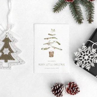 Watercolor Christmas Floating Tree Holiday Postcard