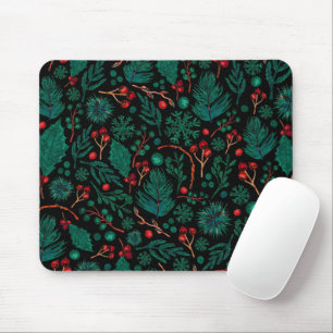 Watercolor Christmas Floral Pattern Mousepad