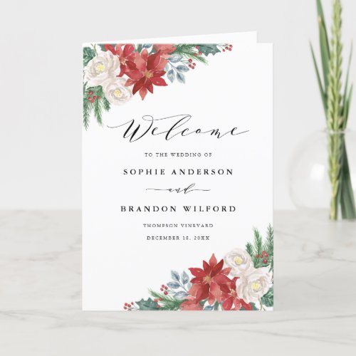 Watercolor Christmas Floral Winter Wedding Booklet Program