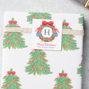 Watercolor Christmas Football Wreath Enclosure Note Card