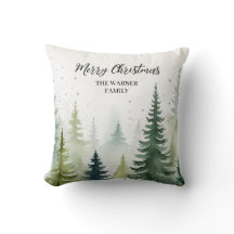 Watercolor Christmas Forest Trees Snowy Winter