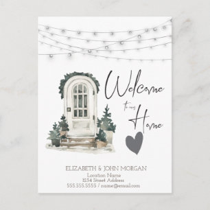 Watercolor Christmas Front Door,Heart Announcement