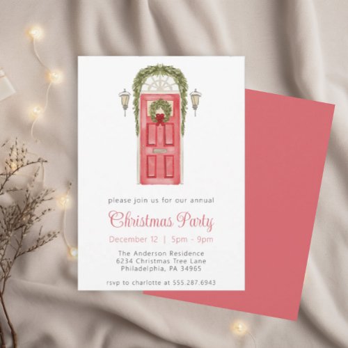 Watercolor Christmas Front Door Party Invite