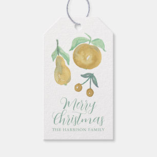 Watercolor Christmas Fruit Gift Tags