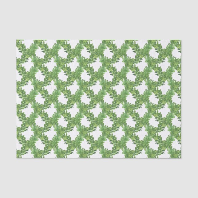 Watercolor Christmas Garland Lattice Tissue Paper (Front)