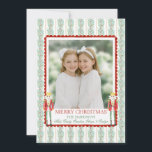 Watercolor Christmas Garland Nutcracker One Photo Holiday Card<br><div class="desc">Watercolor Nutcracker Wishes Christmas Flat Card Send holiday cheer with timeless charm in our Watercolor Nutcracker Wishes Christmas photo card. This flat card features a festive border of vertical pale mint green stripes adorned with hand-painted holly leaves and candy canes. Two regal nutcracker soldiers in rich red and green uniforms...</div>