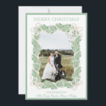 Watercolor Christmas Garland Stocking Three Photos Holiday Card<br><div class="desc">Watercolor Christmas Garland Stocking Vintage Three Photos Holiday Card. This beautiful Christmas Photo Card features watercolor Christmas garland with white bows as a frame for one photo. Back of invitation is Christmas Stockings with Christmas garland and bows. It is perfect if you are looking for classic, southern, grandmillenial Christmas photo...</div>