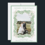 Watercolor Christmas Garland Stocking Three Photos Holiday Card<br><div class="desc">Watercolor Christmas Garland Stocking Vintage Three Photos Holiday Card. This beautiful Christmas Photo Card features watercolor Christmas garland with white bows as a frame for one photo. Back of invitation is Christmas Stockings with Christmas garland and bows. It is perfect if you are looking for classic, southern, grandmillenial Christmas photo...</div>
