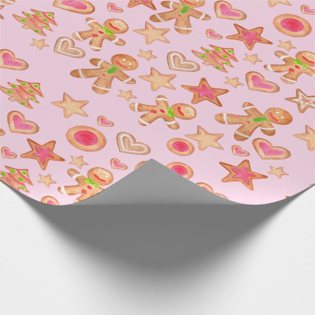 watercolor Christmas gingerbread cookies Wrapping Paper (Corner)