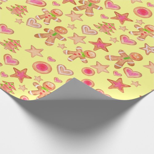 watercolor Christmas gingerbread cookies Wrapping Paper