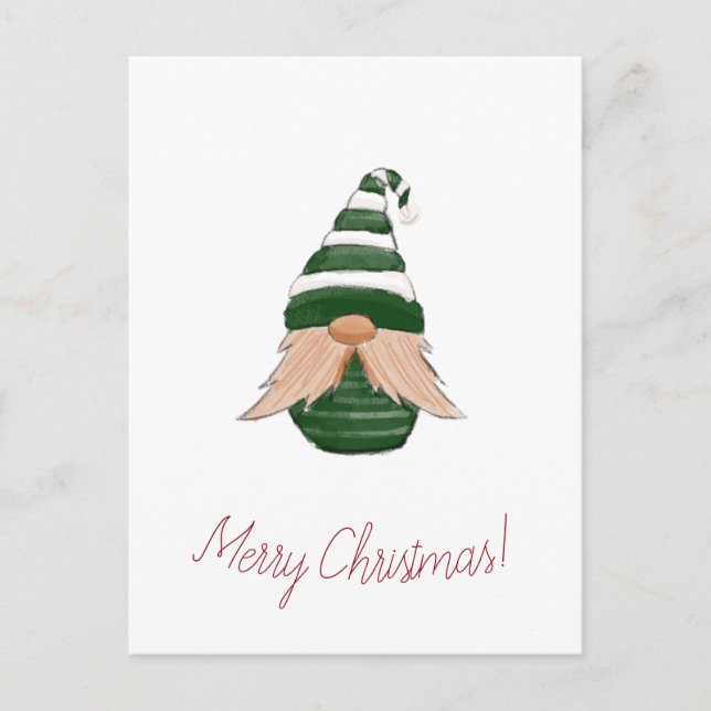 Watercolor Christmas Gnome Announcement – Holiday  (Front)
