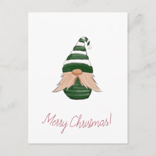 Watercolor Christmas Gnome Announcement – Holiday Postcard