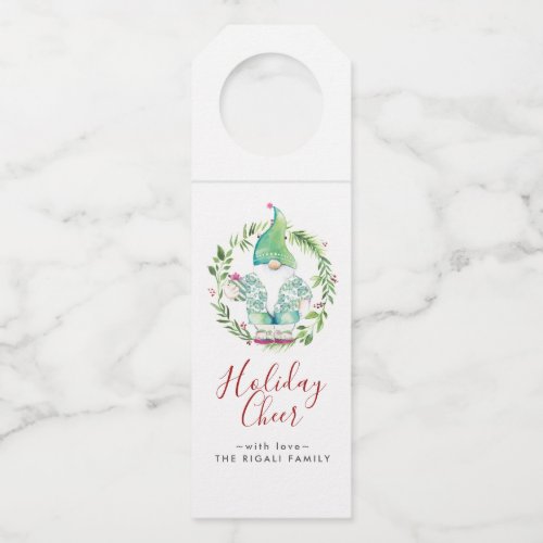 Watercolor Christmas Gnome Bottle Hanger Tag
