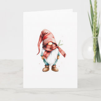Watercolor Christmas Gnome Card