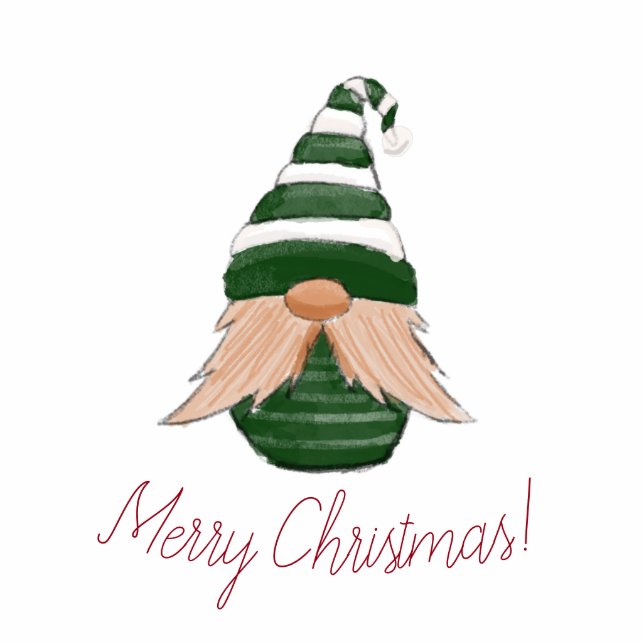 Watercolor Christmas Gnome Cutout – Cute Scandina (Front)
