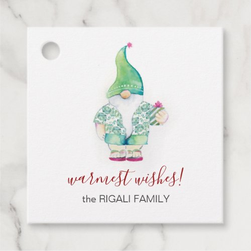 Watercolor Christmas Gnome Favor Tags