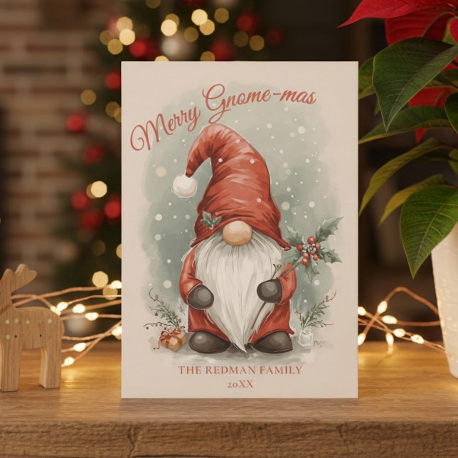 Watercolor Christmas Gnome Holiday Card (Spread joy, one gnome card at a time!)