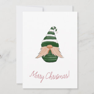 Watercolor Christmas Gnome Holiday Card • Cute 