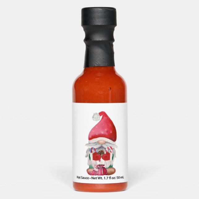 Watercolor Christmas Gnome   Hot Sauces (Front)