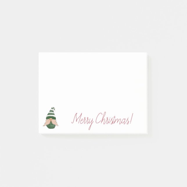Watercolor Christmas Gnome Notes – Cute  (Front)