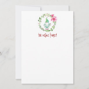 Watercolor Christmas Gnome Personalized Stationery Note Card