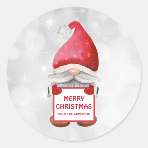 Watercolor Christmas Gnome  Square Sticker