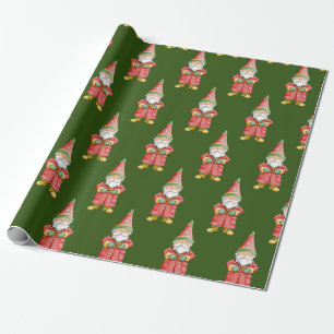 Watercolor Christmas Gnome Wrapping Paper