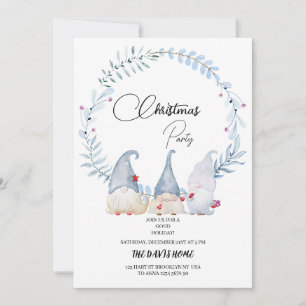 Watercolor christmas gnomes invitation