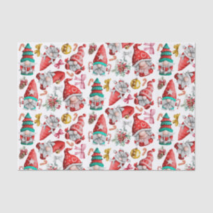 Watercolor Christmas Gnomes, Ornaments Tissue Paper