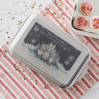 Watercolor Christmas Gnomes Personalized Cake Pan
