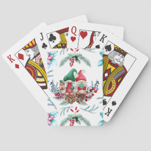 Watercolor Christmas Gnomes Poker Cards